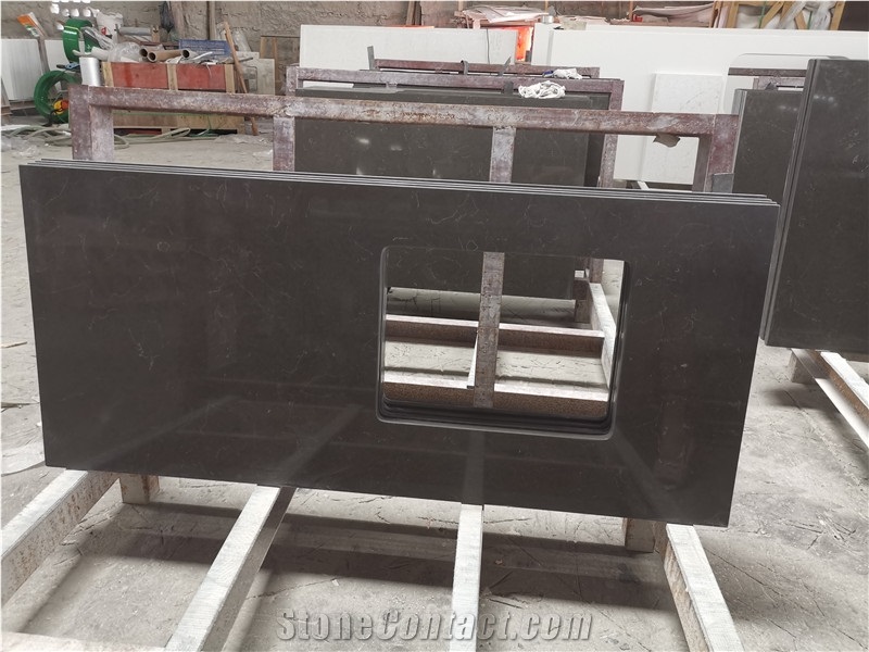 Customized Kitchen Grey Quartz Countertop