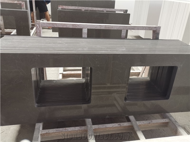 Customized Kitchen Grey Quartz Countertop