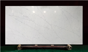 Polished White Calacatta Quartz Slab