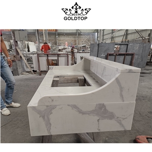 Quartz Stone Kitchen Countertop White Island Tops
