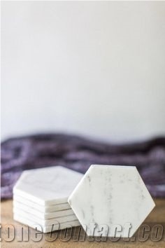 Carrara White Marble for Tea Coaster Trays Sets