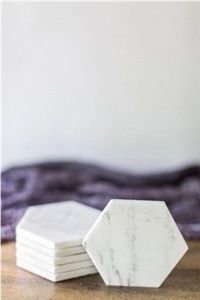 Carrara White Marble for Tea Coaster Trays Sets