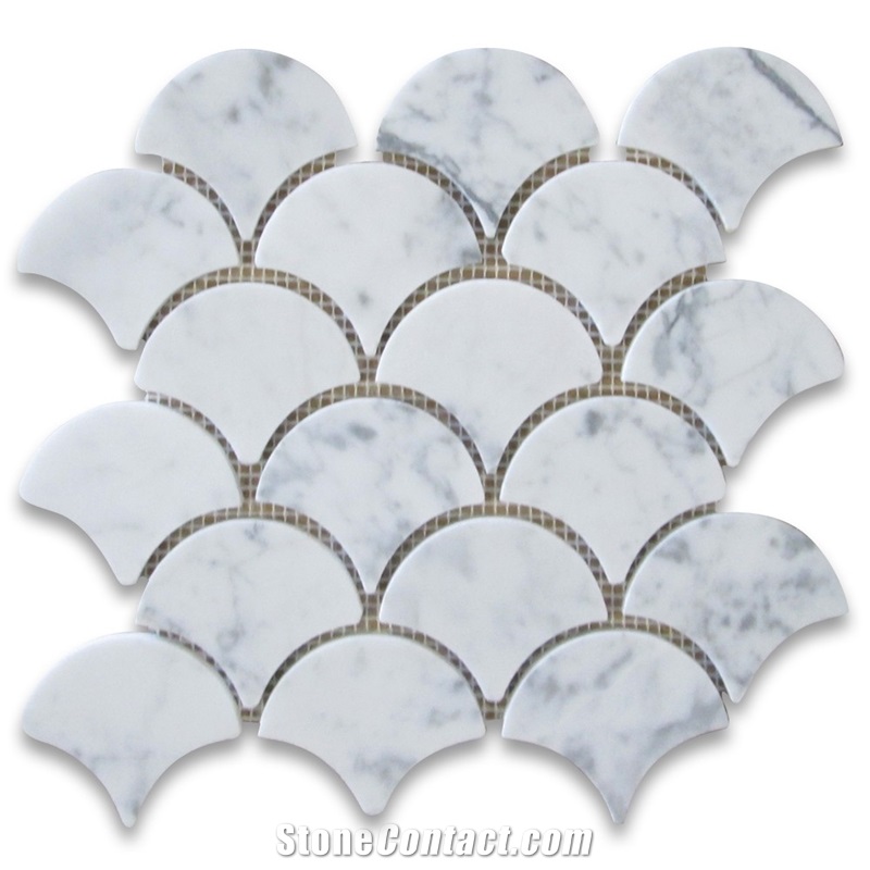Carrara White Marble Irregular Metal Mosaic Tile