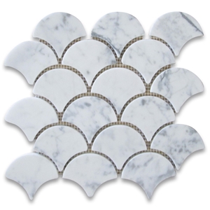 Carrara White Marble Irregular Metal Mosaic Tile