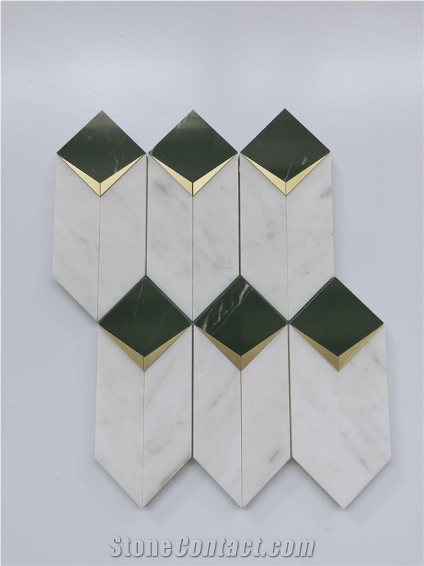 Carrara White Marble Irregular Metal Mosaic Tile