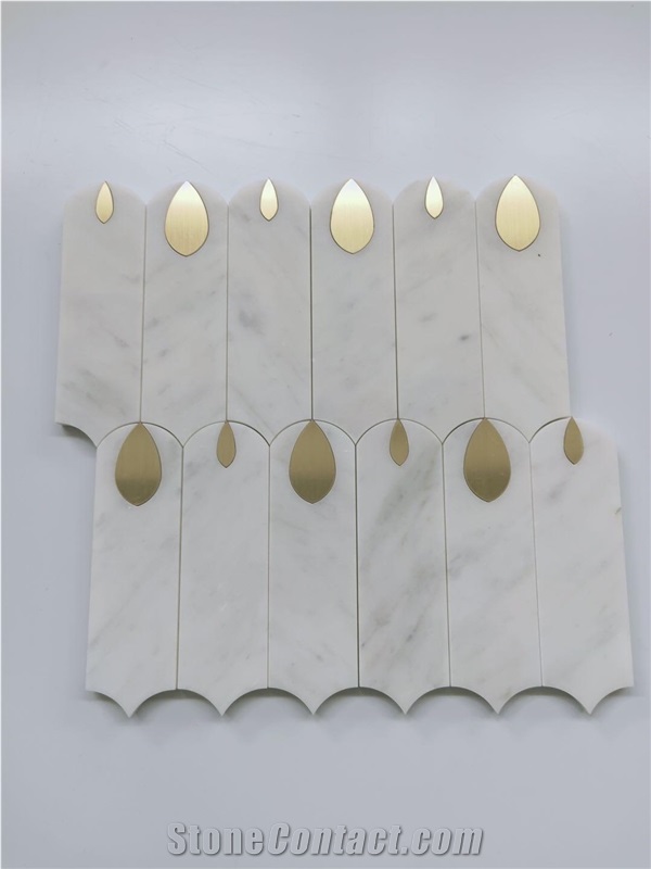 Carrara White Marble Irregular Metal Mosaic Tile