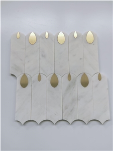 Carrara White Marble Irregular Metal Mosaic Tile