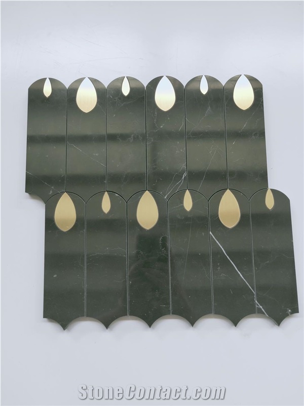Carrara White Marble Irregular Metal Mosaic Tile