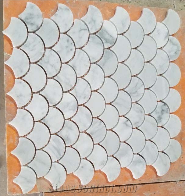 Carrara White Marble Irregular Metal Mosaic Tile