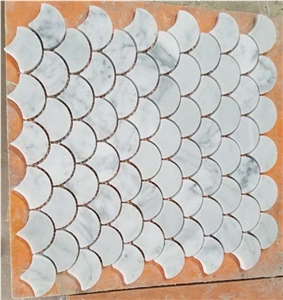 Carrara White Marble Irregular Metal Mosaic Tile