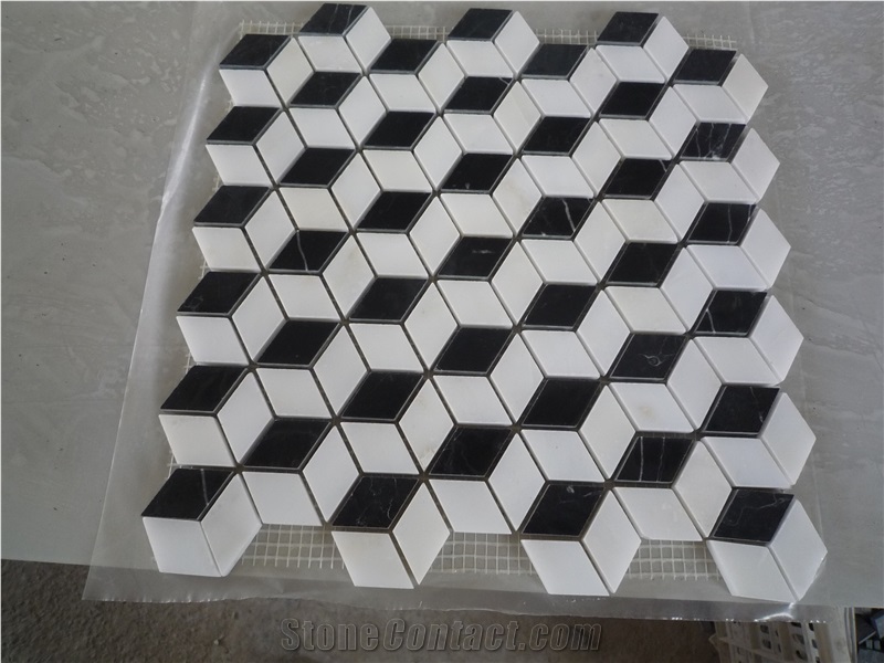 Carrara White Marble Irregular Metal Mosaic Tile