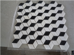 Carrara White Marble Irregular Metal Mosaic Tile