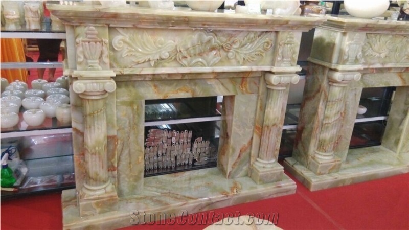 High Quality Indoor Beige Marble Fireplace