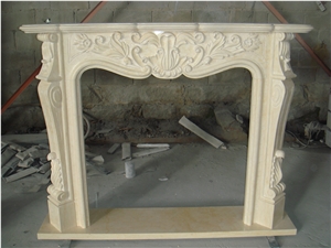 High Quality Indoor Beige Marble Fireplace