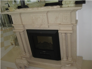 High Quality Indoor Beige Marble Fireplace
