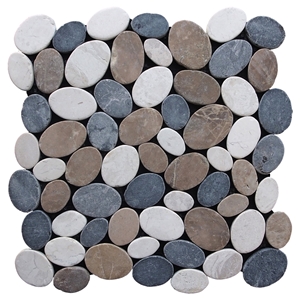 Multicolor Natural Marble Pebble Mosaic Tile