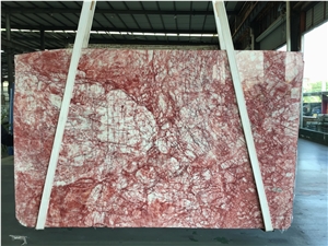 Natural Red Line Spider Pink Marle Slab