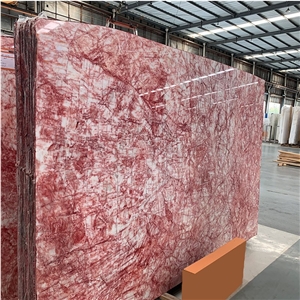 Natural Red Line Spider Pink Marle Slab
