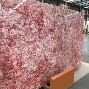 Natural Red Line Spider Pink Marle Slab