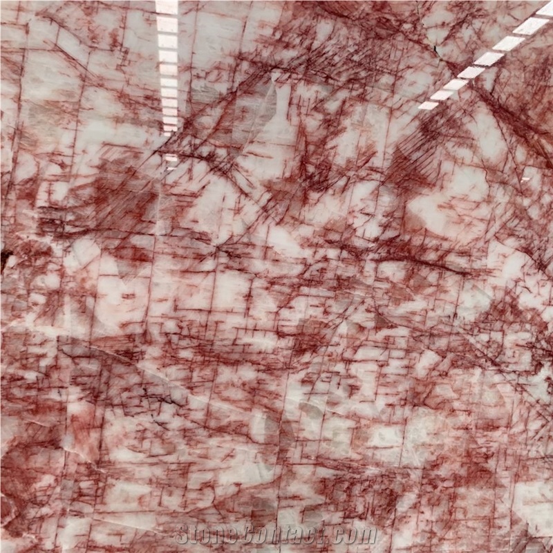 Natural Red Line Spider Pink Marle Slab