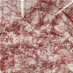 Natural Red Line Spider Pink Marle Slab