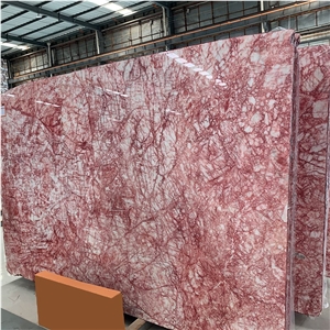 Natural Red Line Spider Pink Marle Slab