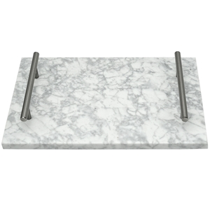 Natural White Carrara Marble Tray Gold Handles