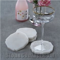 White Marble Tray Round Coaster Kitchen Plates