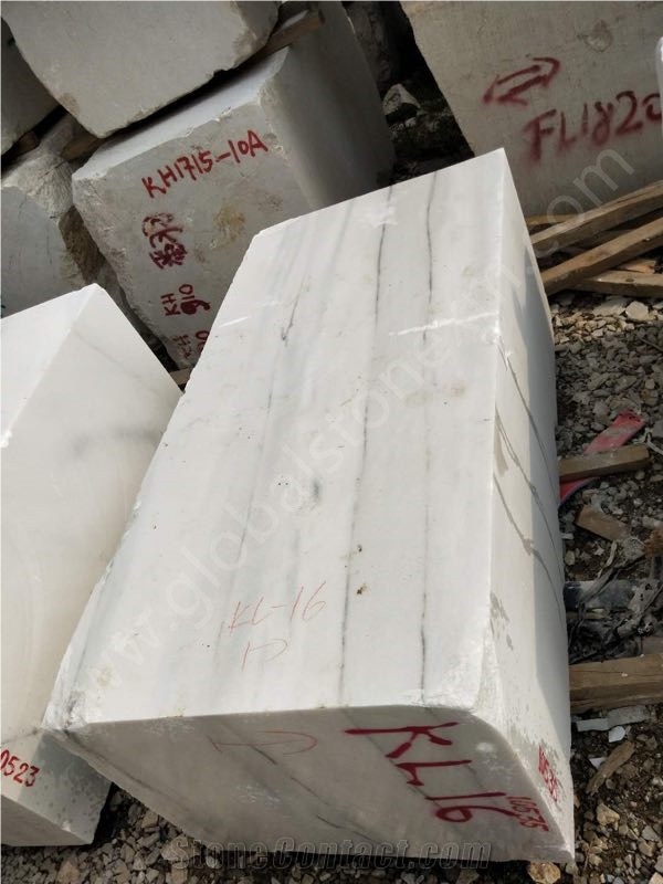 China Atlantis White Marble with Grey Veins Blocks