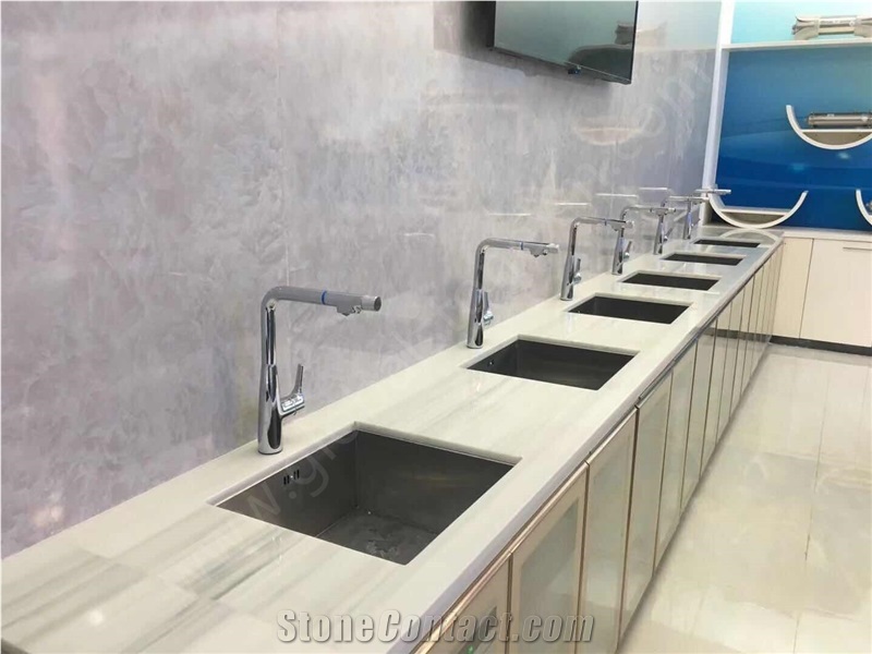 Light Grey Timber Nano Crystal Stone Vanity Top