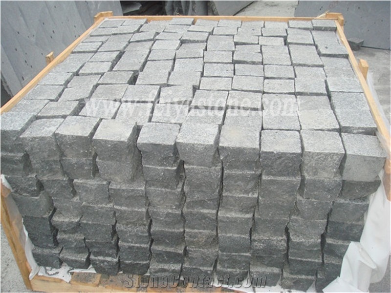 Black Basalt Cobble Pavers Paving Mats Cubestone