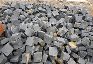 Black Basalt Cobble Pavers Paving Mats Cubestone
