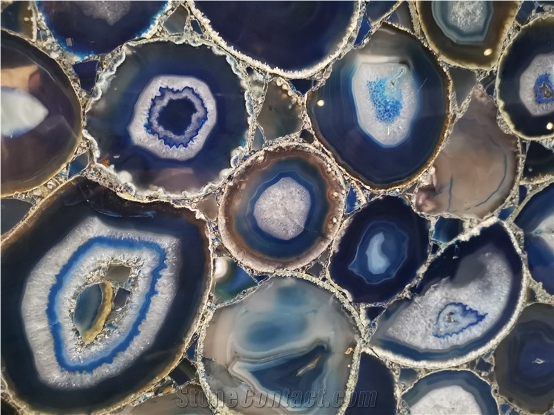 Blue Agate Semiprecious Stone Slabs