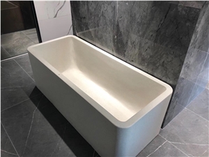 White Classic Rectangle Terrazzo Bathtubs