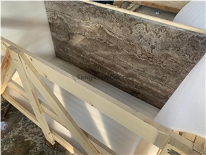 Silver Travertine Slab & Tiles Vein Cut