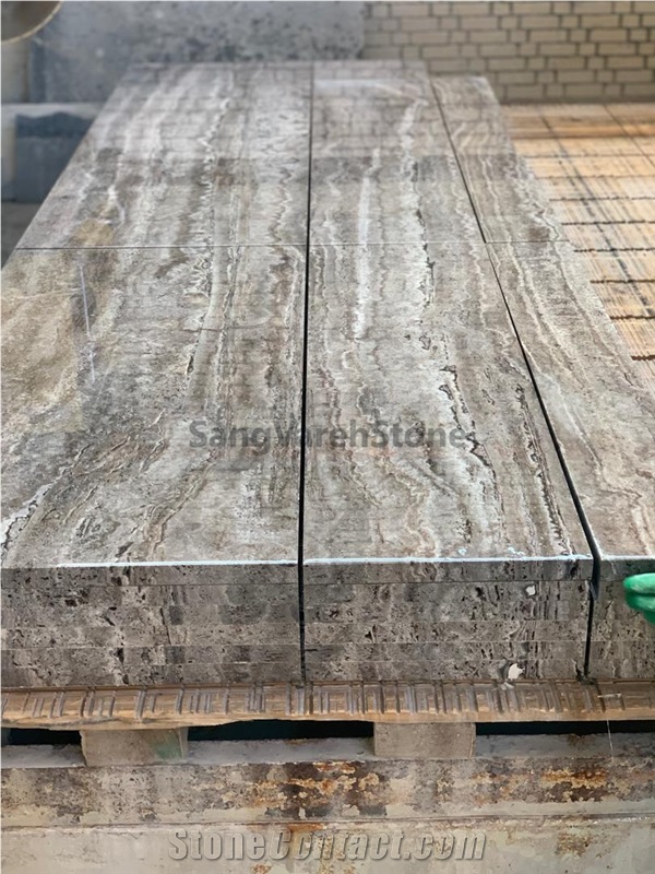 Silver Travertine Slab & Tiles Vein Cut