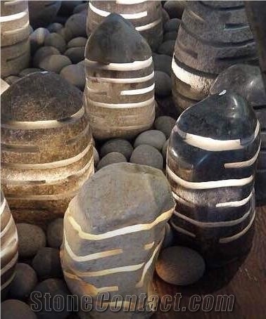 Stone Garden Lamp, Stone Lantern Garden Exterior Lamps, Indonesia Grey Basalt Stone Garden Landscaping Lamps