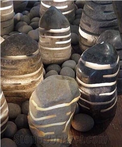 Stone Garden Lamp, Stone Lantern Garden Exterior Lamps, Indonesia Grey Basalt Stone Garden Landscaping Lamps