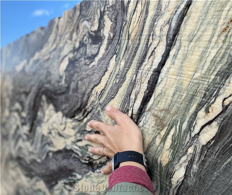 Verde Boana Marble Blocks, Verde Luana Marble, Cipollino Ondulato Marble Block