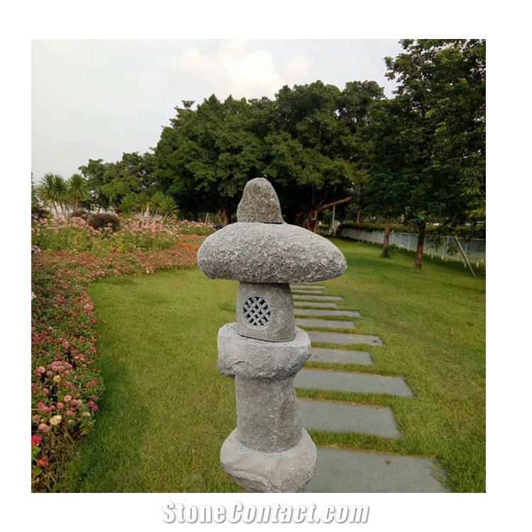 Japanese Carved Granite Stone Carved Lantern