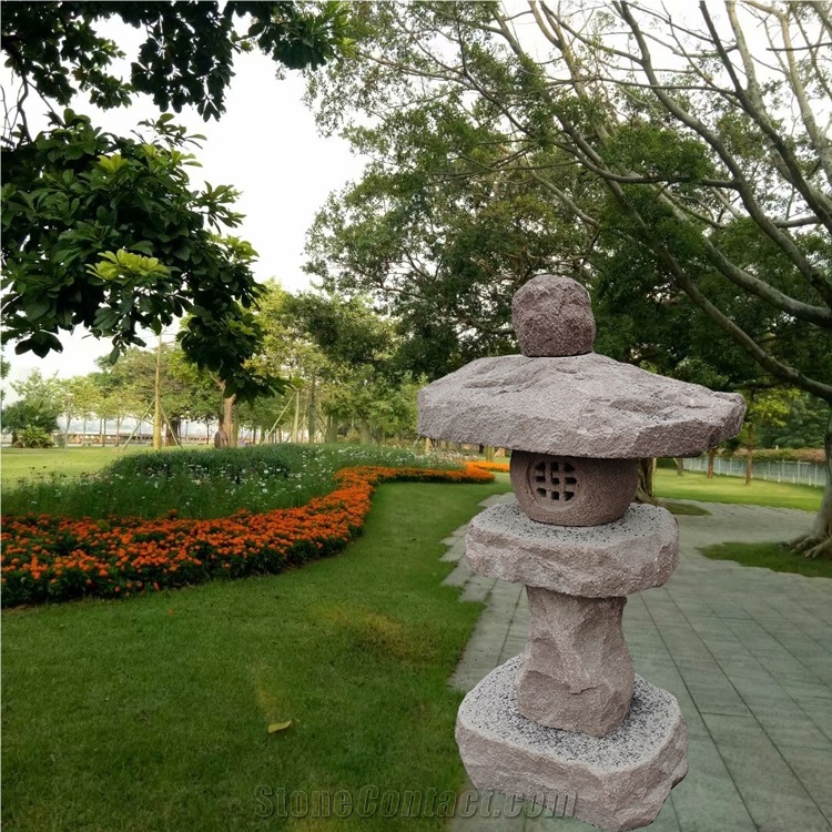 Japanese Carved Granite Stone Carved Lantern