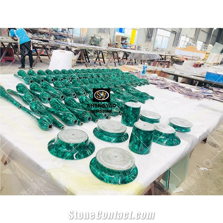 Luxury Malachite Green Stair Handrail Custom