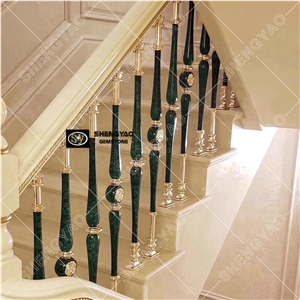 Luxury Malachite Green Stair Handrail Custom