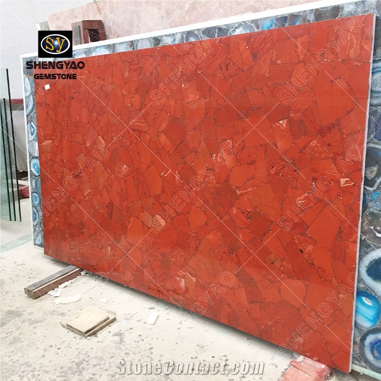 Luxury Red Semi Precious Stone Slab