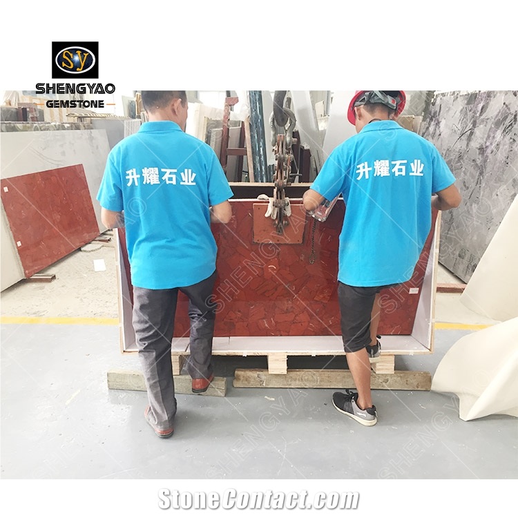 Red Gemstone Decorative Slab Tile