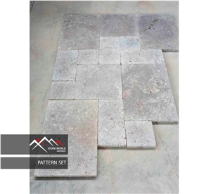Silver Travertine Versailles Pattern, French Pattern
