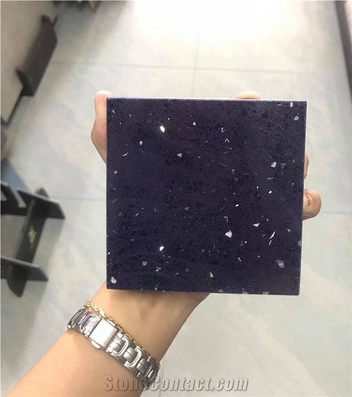 Blue Glitter Quartz Slabs