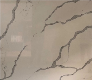 Dark Grey Veins Calacatta Quartz Slabs