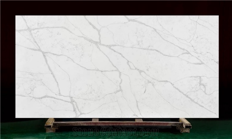 Dark Grey Veins Calacatta Quartz Slabs