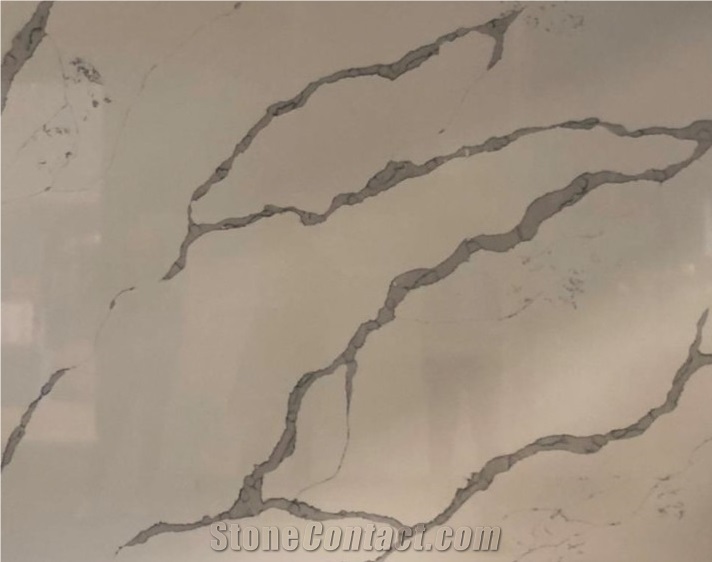 Deep Grey Veins Calacatta Quartz Slabs
